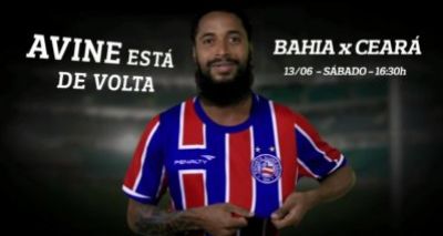 Após quase três anos, Ávine volta a ser relacionado para jogo do Bahia