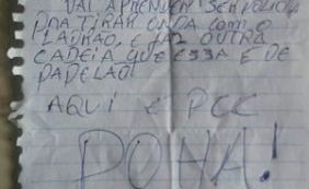 Detentos fogem de delegacia e deixam bilhete: [Detentos fogem de delegacia e deixam bilhete:
