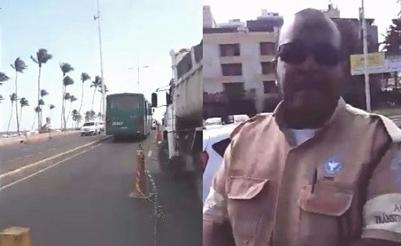 Agente da Transalvador xinga pedestre após questionamento sobre obra: [Agente da Transalvador xinga pedestre após questionamento sobre obra: