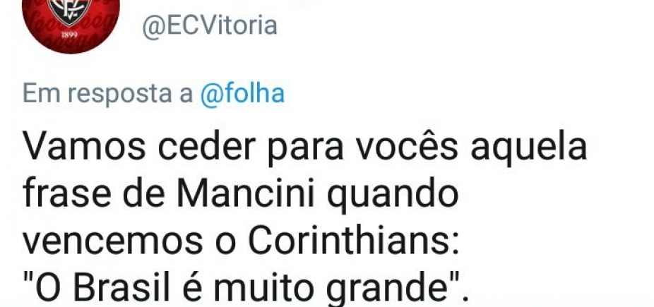 Vitória rebate manchete da Folha de S. Paulo com provocação: \ [Vitória rebate manchete da Folha de S. Paulo com provocação: \