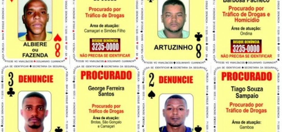 Baralho do Crime tem quatro novos procurados na Bahia Baralho do Crime tem quatro novos procurados na Bahia