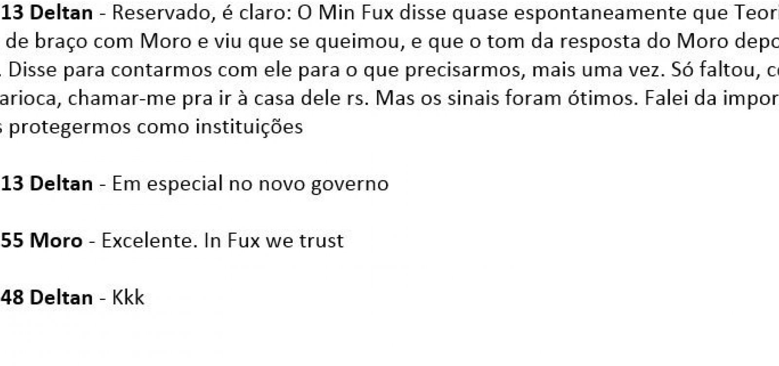 [Vaza Jato: Deltan relatou a Moro conversa com ministro do STF; ex-juiz comemorou]