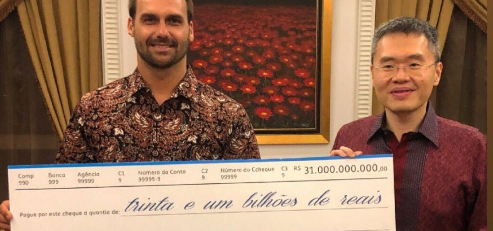 [Candidato a embaixador, Eduardo recebe cheque de empresário Jackson Widjaja]