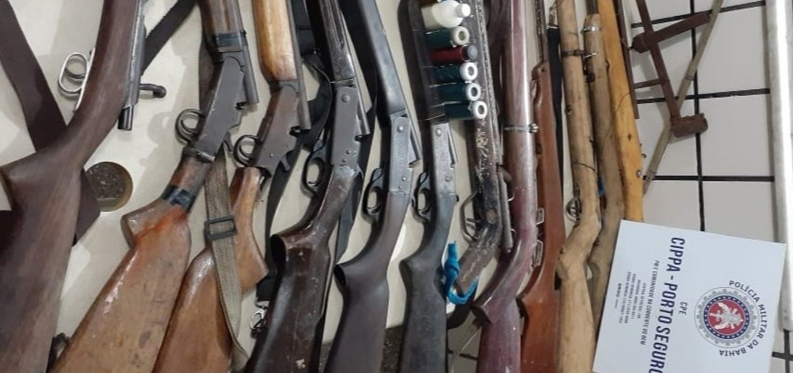 [Polícia apreende 13 armas em acampamento de caçadores no sul do estado]