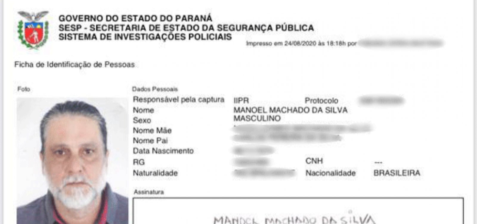 [Acusado de assassinar ator Rafael Miguel e os pais dele fez RG falso no Paraná]