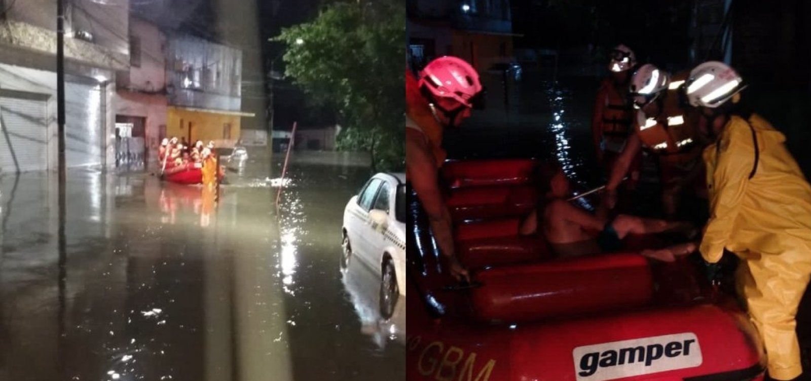 [Bombeiros resgatam moradores ilhados ap&oacute;s forte chuva em Itabuna na madrugada desta segunda]